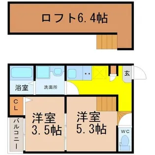 プラージュ外新町【2階】の間取り