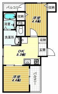 グロースコート恵我之荘【2階】の間取り