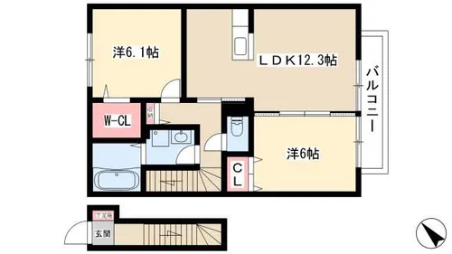 ハイツ アムール A棟【203号室】の間取り