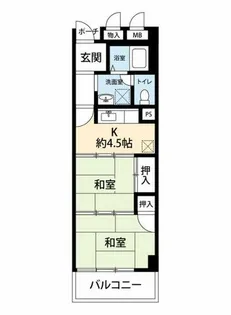 公社賃貸SMALIO 諏訪の森【1-105号室】の間取り