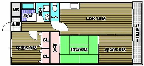 リーヴァ三日市【4階】の間取り