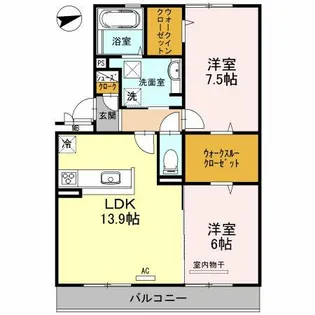 カーサ高善B棟【1階】の間取り