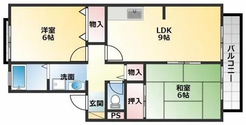 エクセルコーポ陵南B棟【2階】の間取り