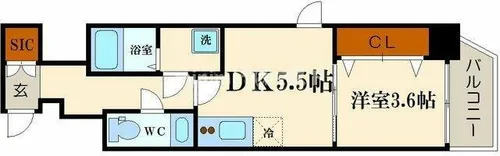 エステムコート南堀江Ⅲチュラ【14階】の間取り