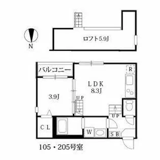 シエルクレア【205号室】の間取り