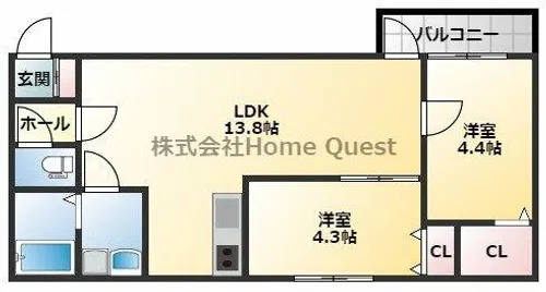 アバンティオ小阪【1階】の間取り