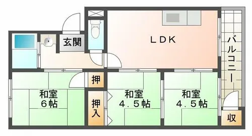 垂水農住団地8号棟【3階】の間取り