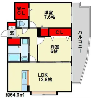 サンシャイン・マリンズ井堀【10階】の間取り