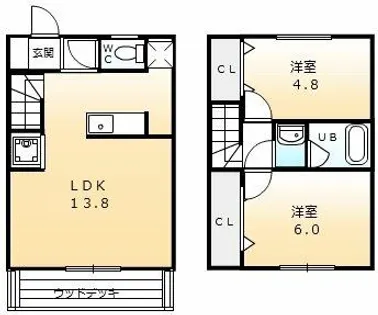 愛知県碧南市入船町3丁目【テラスハウス】の間取り