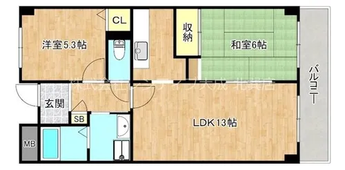 大阪府大阪市生野区巽南3丁目【マンション】の間取り