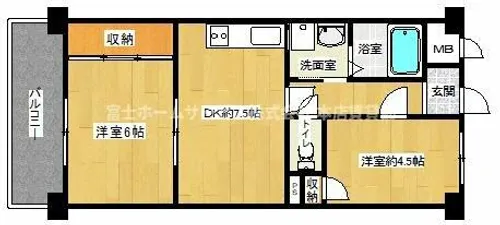 サンパレス北花田【202号室】の間取り