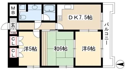 荘苑白川【10B号室】の間取り