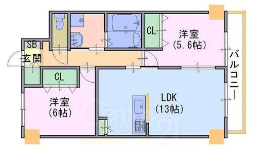 グランレブリー桂川グレイスレジデンス【201号室】の間取り