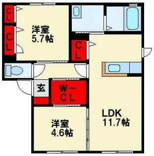 ドミール永犬丸 Ⅰ棟【1階】の間取り