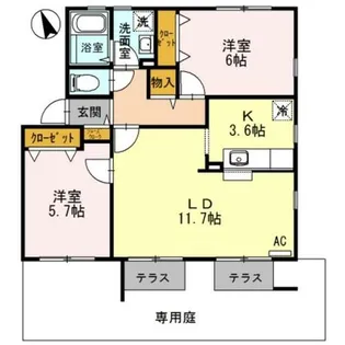 フォレストアベニュー【102号室】の間取り