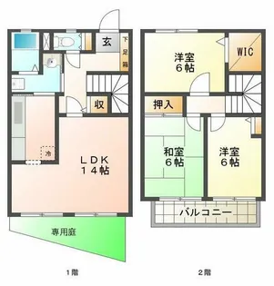 クレールタウン立花【1階】の間取り