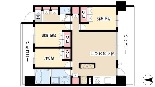 プライムメゾン萱場公園【4階】の間取り