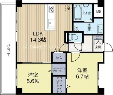 福岡県福岡市博多区吉塚6丁目【マンション】の間取り