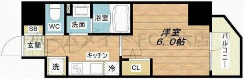 エスリード天王寺ブランシェ【14階】の間取り