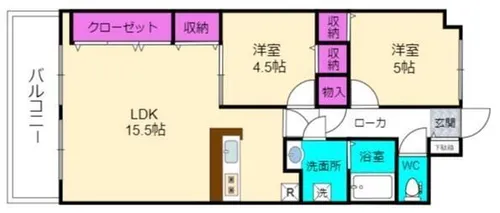 セザール加古川【406号室】の間取り