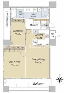 リーガルタワー大阪【16階】の間取り