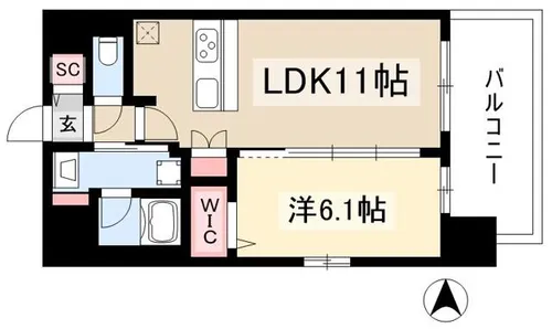 プレサンス名古屋STATIONルミアス【6階】の間取り