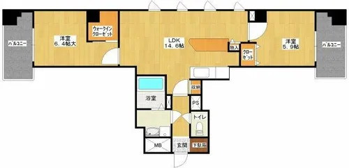 ロイヤルハイツ床田【502号室】の間取り
