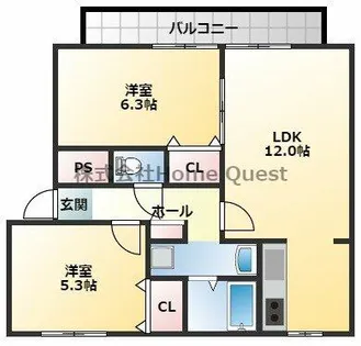 ポンデュガール【1階】の間取り