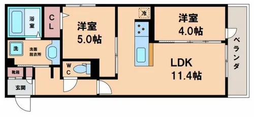 クラッセ長居【2階】の間取り