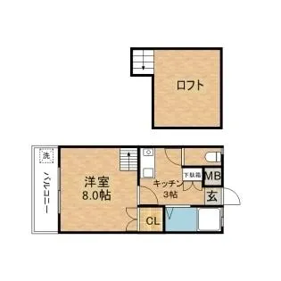 パルコK B棟【2階】の間取り