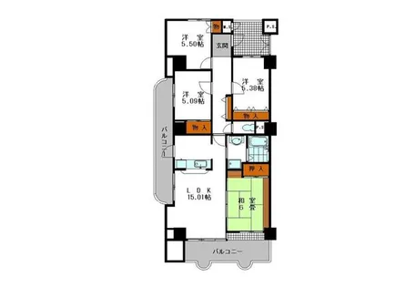 シャトゥブランシェ【401号室】の間取り