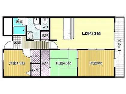 メゾンドール富田林【5階】の間取り
