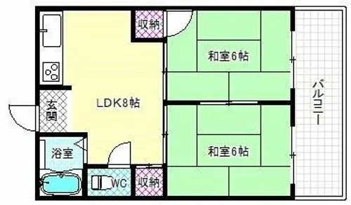 2LDKの間取り画像