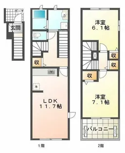 舞子坂ヒルズⅡ【2階】の間取り