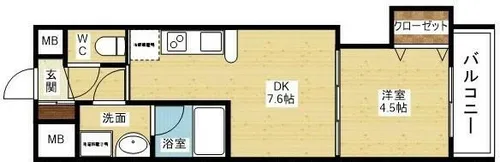 ルクレ新大阪レジデンス【6階】の間取り