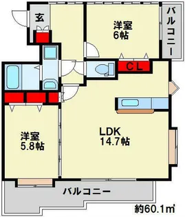 ニューサンリバー12番館【11階】の間取り