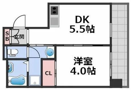 1DKの間取り画像