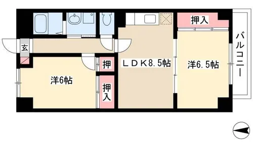 グローバル山王【5階】の間取り