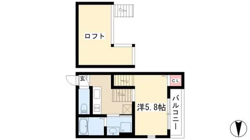 ルシエルメゾネット志賀本通【2階】の間取り