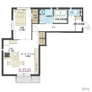 グランディール【205号室】の間取り