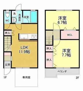 オランジュ馬見塚【2階】の間取り