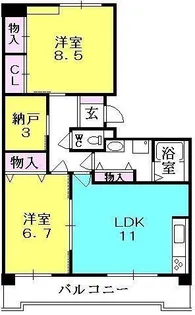 ブラーヴァ夙川【102号室】の間取り