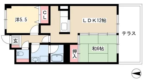 フィローリ日ノ宮【102号室】の間取り