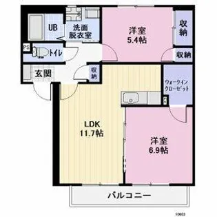 リバーサイド 一ツ木【102号室】の間取り