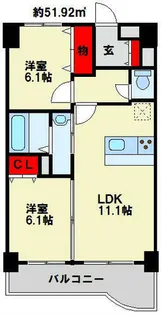 ニューシティアパートメンツ南小倉 Ⅰ【408号室】の間取り