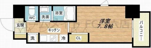 プランドール北浜【6階】の間取り
