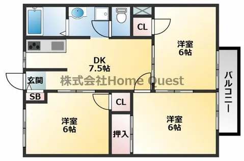 高安グリーンハイツ【2階】の間取り