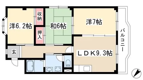 ヒバリハイツ【401号室】の間取り