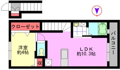 リジェネ黒崎【D号室】の間取り