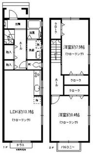 大阪府岸和田市加守町3丁目【テラスハウス】の間取り